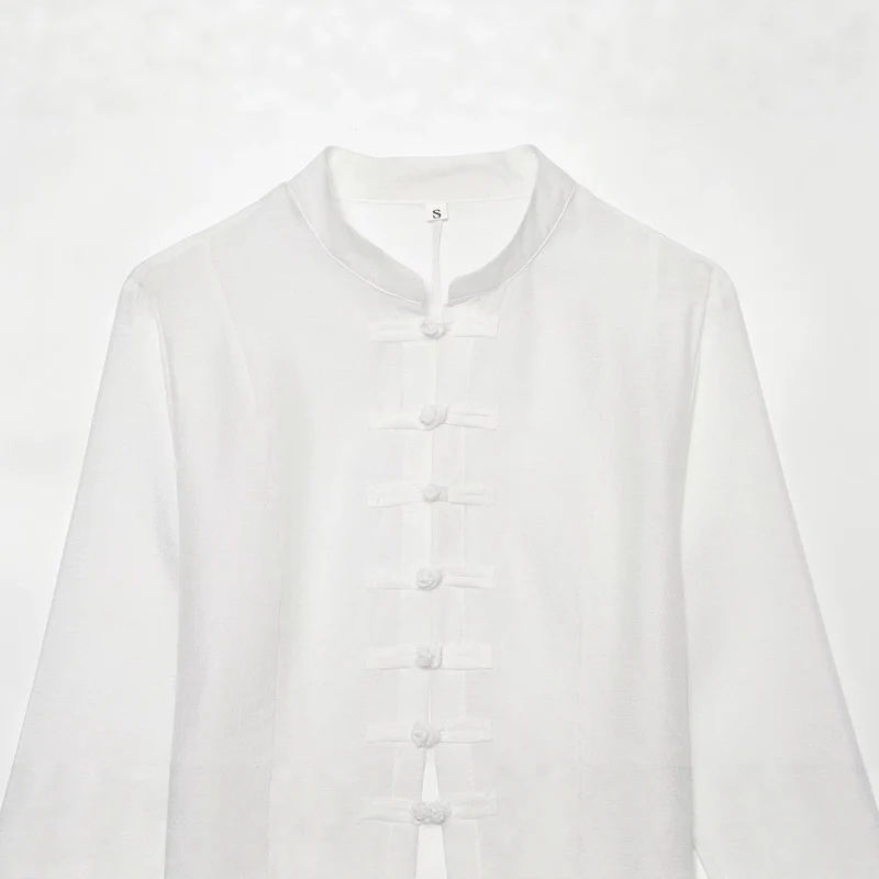 Damen Leichte Cropped-Jacke mit Stehkragen und traditionellen Knebelverschlüssen Drune