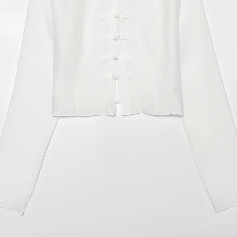 Damen Leichte Cropped-Jacke mit Stehkragen und traditionellen Knebelverschlüssen Drune