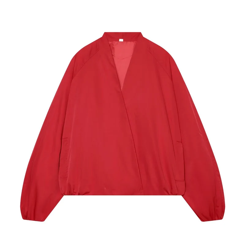 Damen Leichte Cropped-Bomberjacke im Boxy‑Schnitt mit offenem Kimono‑Verschluss Drune