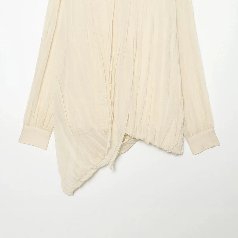 Damen Leichte Bluse in Knitteroptik mit Schluppe und gedrehtem Saum Drune