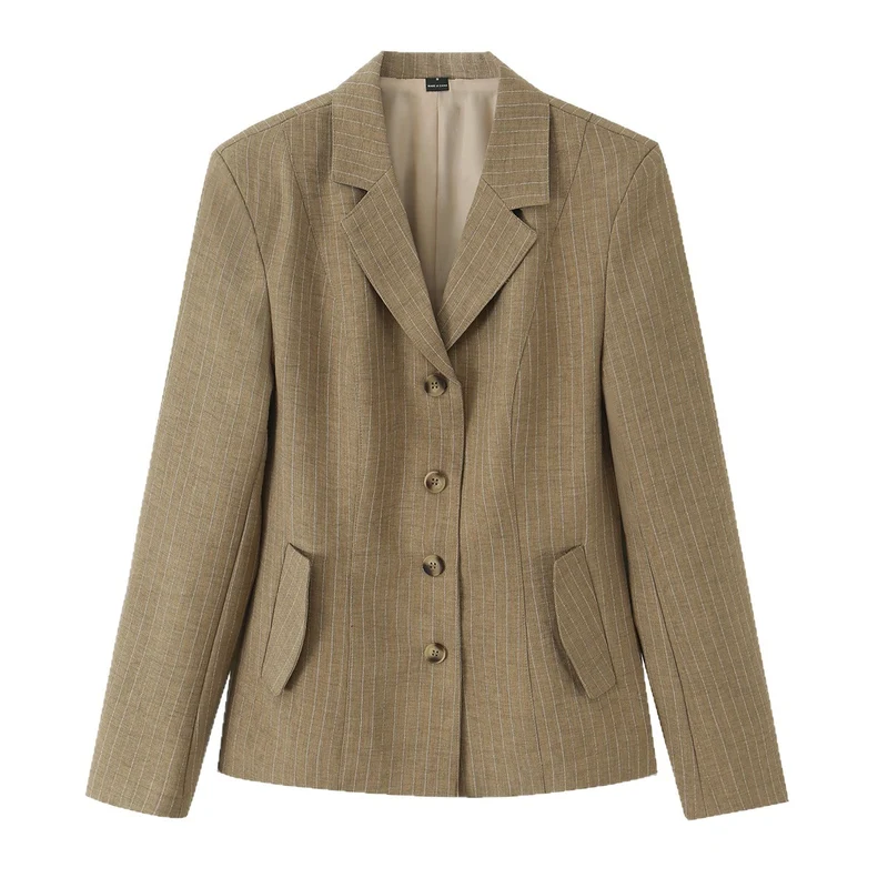 Damen Leicht taillierter einreihiger Blazer im Vintage‑Tailoring mit eingesetzten Pattentaschen Drune