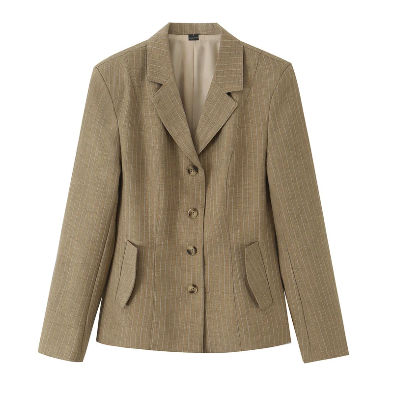 Damen Leicht taillierter einreihiger Blazer im Vintage‑Tailoring mit eingesetzten Pattentaschen Drune