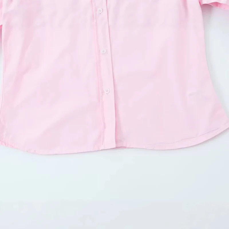 Damen Legere Baumwollbluse mit kastiger Kurzform und klassischem Hemdkragen Drune