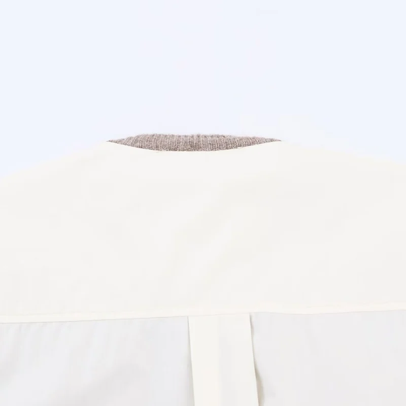 Damen Lässige Strickjacke mit angesetztem Blusenbesatz und V-Ausschnitt Drune