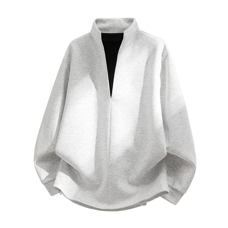 Unisex Oversize-Sweatshirt mit Stehkragen, halber Öffnung und abgerundetem Saum Drune
