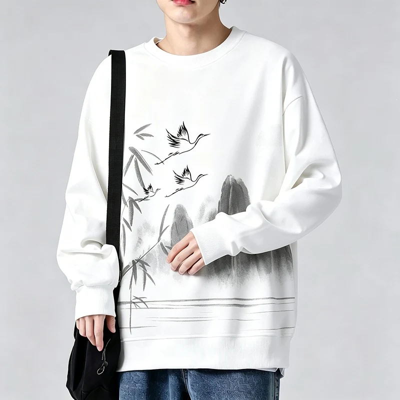 Unisex Oversize‑Sweatshirt mit Pinsel‑Print & geripptem Saum Drune