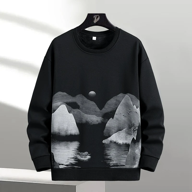 Unisex Oversize‑Sweatshirt mit Pinsel‑Print & geripptem Saum Drune