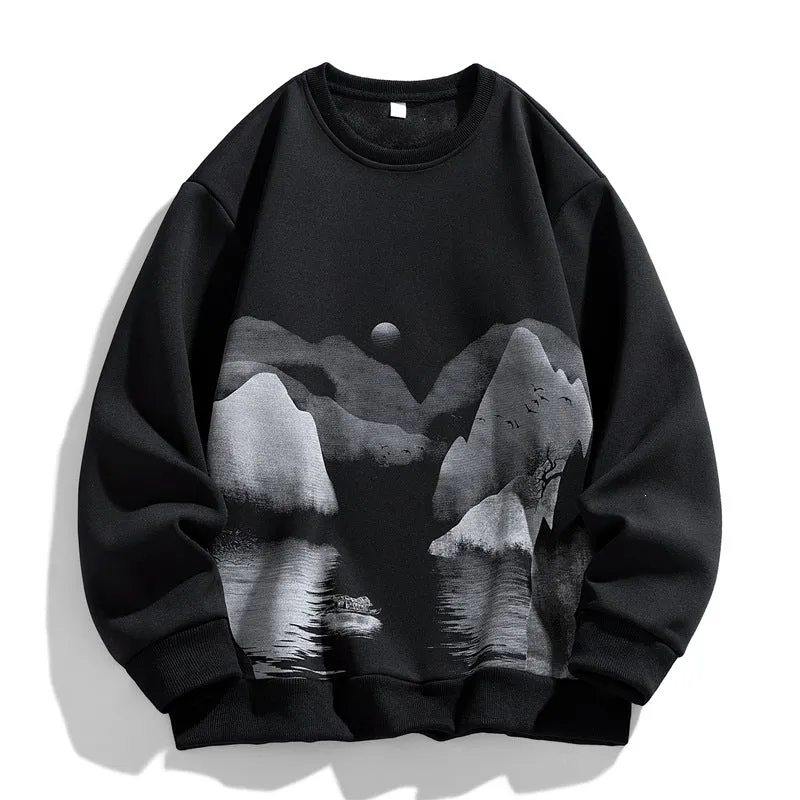 Unisex Oversize‑Sweatshirt mit Pinsel‑Print & geripptem Saum Drune