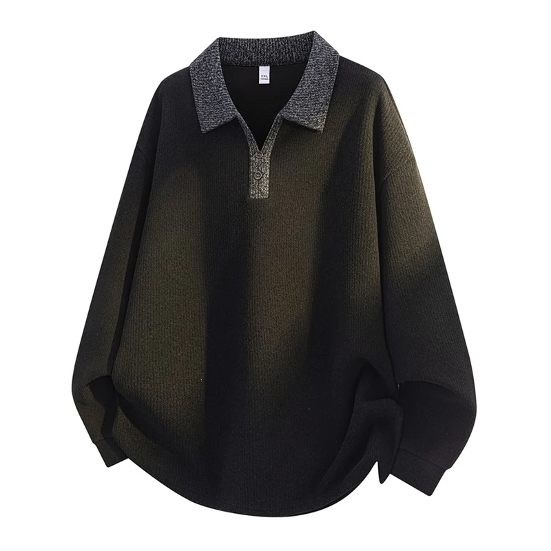 Unisex Oversize-Strickpullover mit kontrastierendem Polokragen und Halbsteg-Knopfleiste Drune