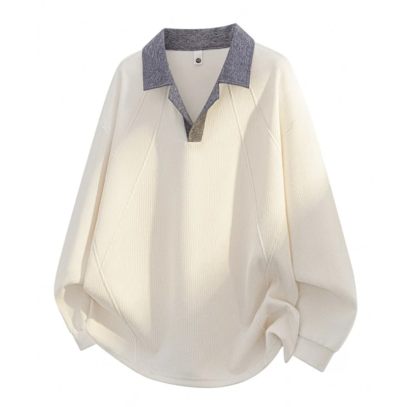 Unisex Oversize-Strickpullover mit kontrastierendem Polokragen und Halbsteg-Knopfleiste Drune