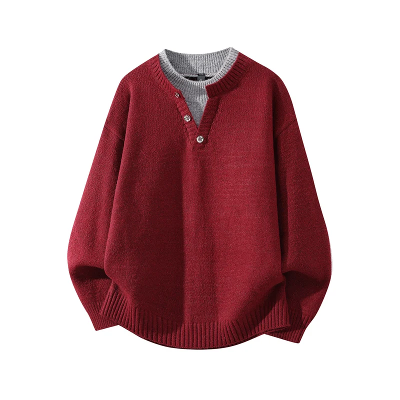 Unisex Oversize-Strickpullover mit Halbsteg‑Henley, geripptem Saum & überschnittener Schulter Drune