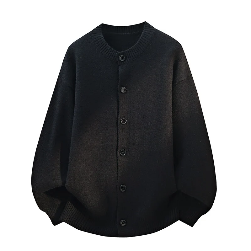 Unisex Oversize Strickcardigan mit Rundhalsausschnitt, Ballonärmeln & durchgehender Knopfleiste Drune