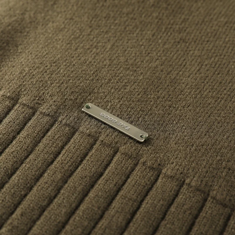 Unisex Oversize Strick-Cardigan mit Stehkragen, durchgehendem Reißverschluss & Struktur-Rippstrick Drune