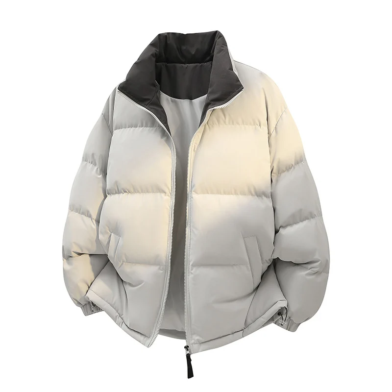 Unisex Oversize-Steppjacke mit hohem Kragen, zweifarbiger Innenfütterung & verstellbarem Saum Drune