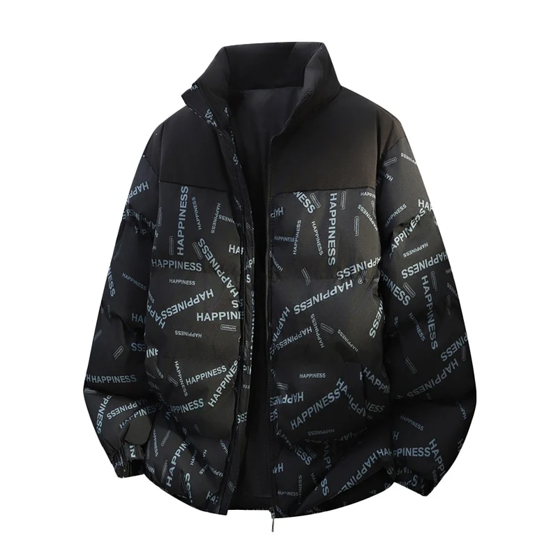 Unisex Oversize-Steppjacke mit Allover-Print, Stehkragen & Kordelzugsaum Drune