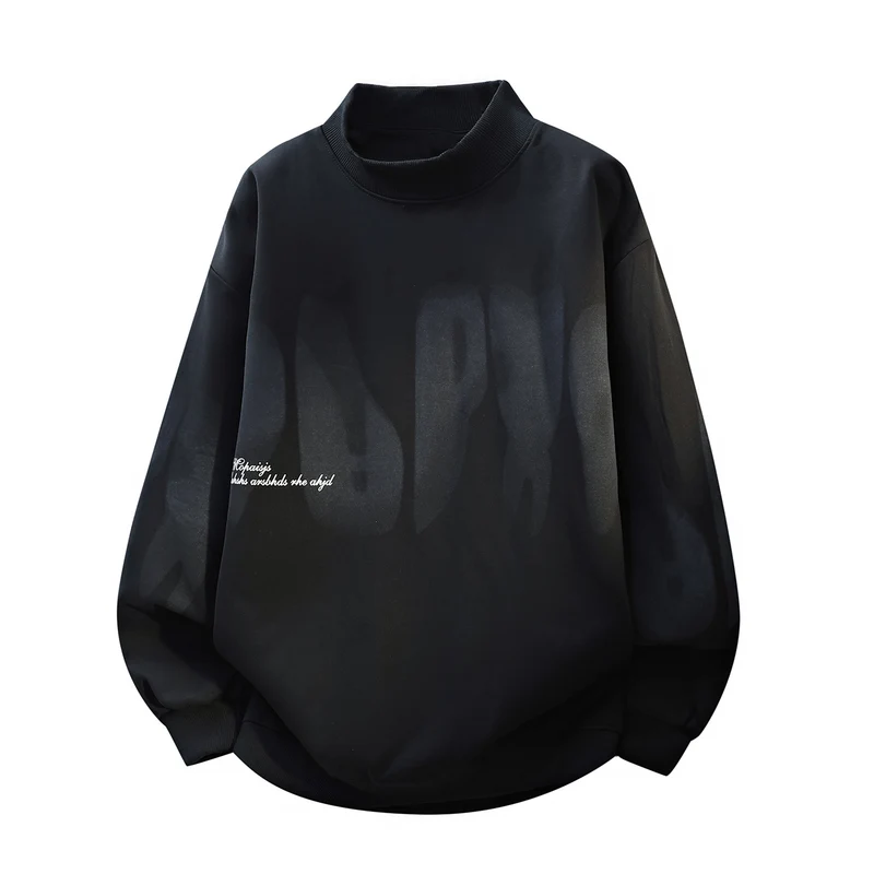 Unisex Oversize-Rundhals-Sweatshirt mit Stehkragen, abstraktem Print & gerippten Bündchen Drune
