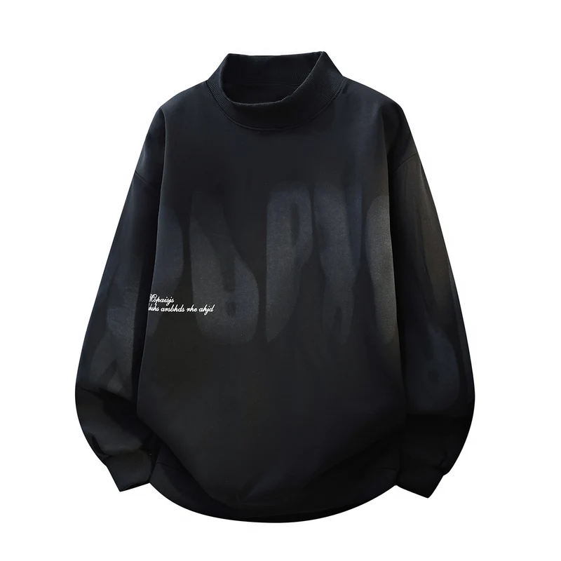 Unisex Oversize-Rundhals-Sweatshirt mit Stehkragen, abstraktem Print & gerippten Bündchen Drune