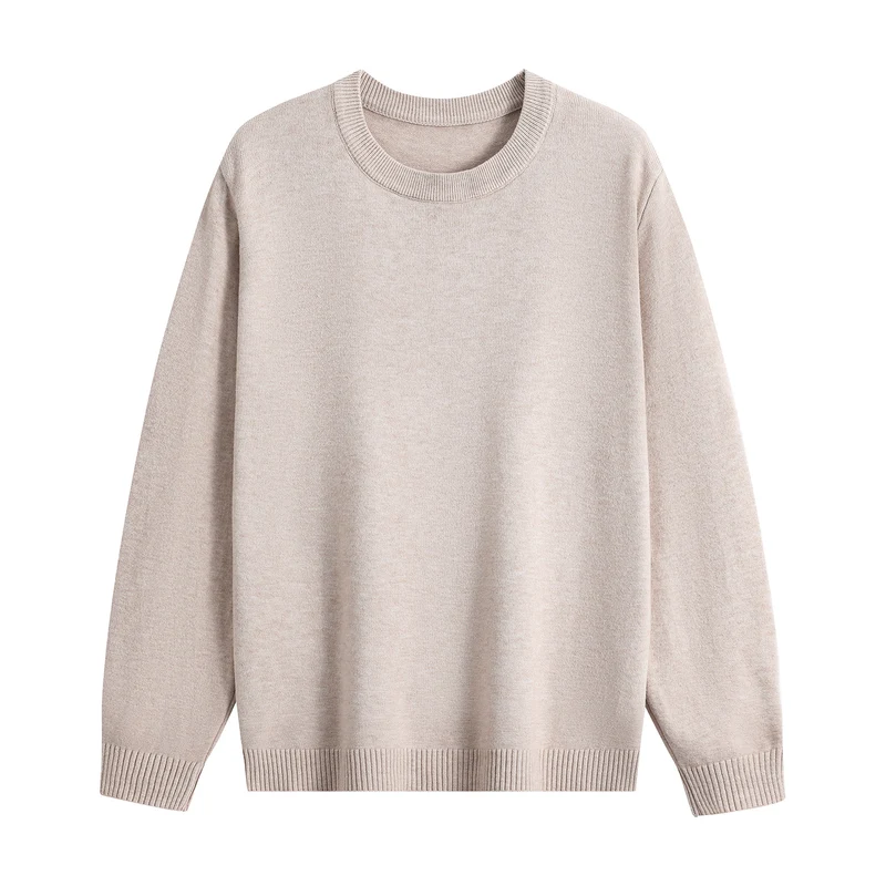 Unisex Oversize Rundhals-Pullover aus schwerer Baumwollmischung mit gerippten Bündchen Drune