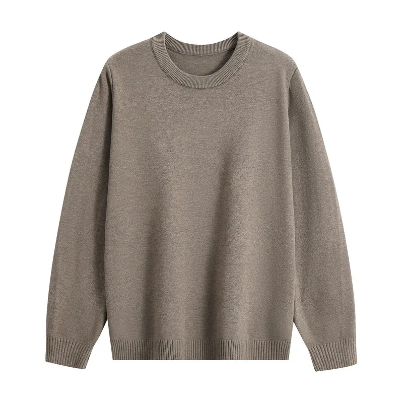 Unisex Oversize Rundhals-Pullover aus schwerer Baumwollmischung mit gerippten Bündchen Drune