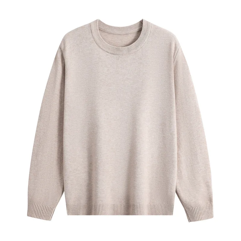 Unisex Oversize Rundhals-Pullover aus schwerer Baumwollmischung mit gerippten Bündchen Drune