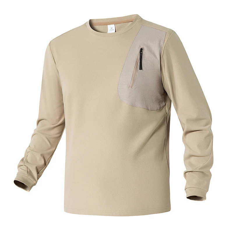 Unisex Oversize Langarm‑Sweatshirt mit Brustreißverschlusstasche und Rundhalsausschnitt Drune