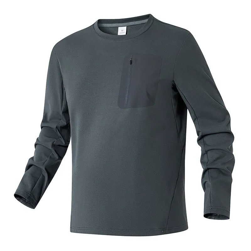 Unisex Oversize Langarm‑Sweatshirt mit Brustreißverschlusstasche und Rundhalsausschnitt Drune