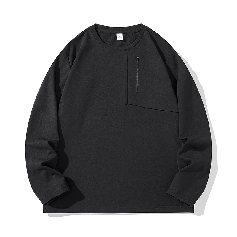 Unisex Oversize Langarm‑Sweatshirt mit Brustreißverschlusstasche und Rundhalsausschnitt Drune