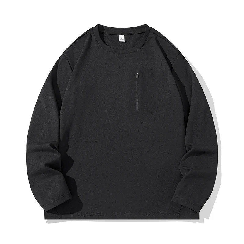 Unisex Oversize Langarm‑Sweatshirt mit Brustreißverschlusstasche und Rundhalsausschnitt Drune