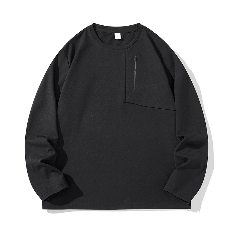Unisex Oversize Langarm‑Sweatshirt mit Brustreißverschlusstasche und Rundhalsausschnitt Drune