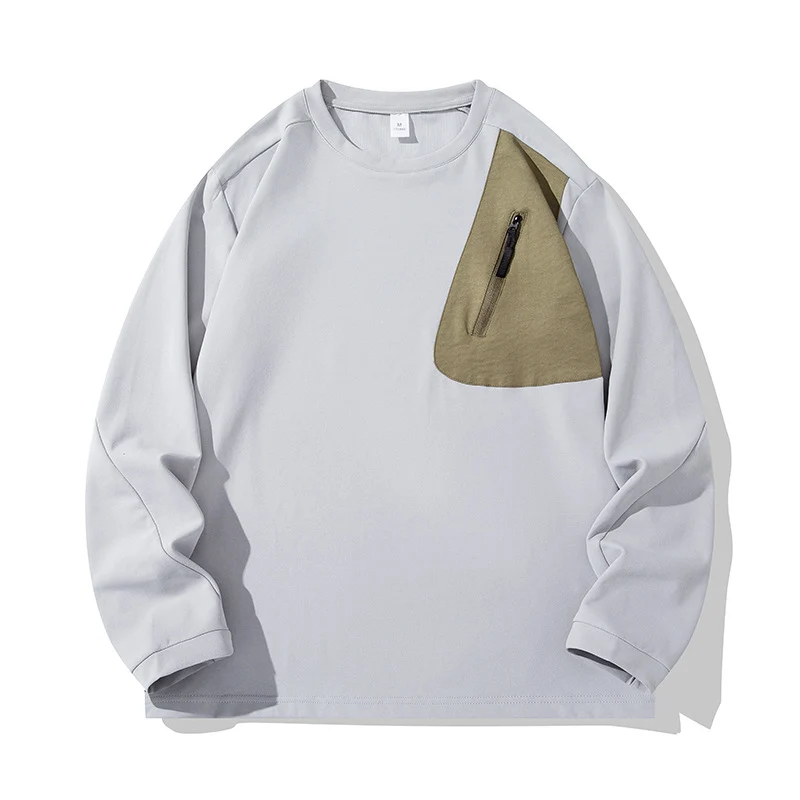 Unisex Oversize Langarm‑Sweatshirt mit Brustreißverschlusstasche und Rundhalsausschnitt Drune