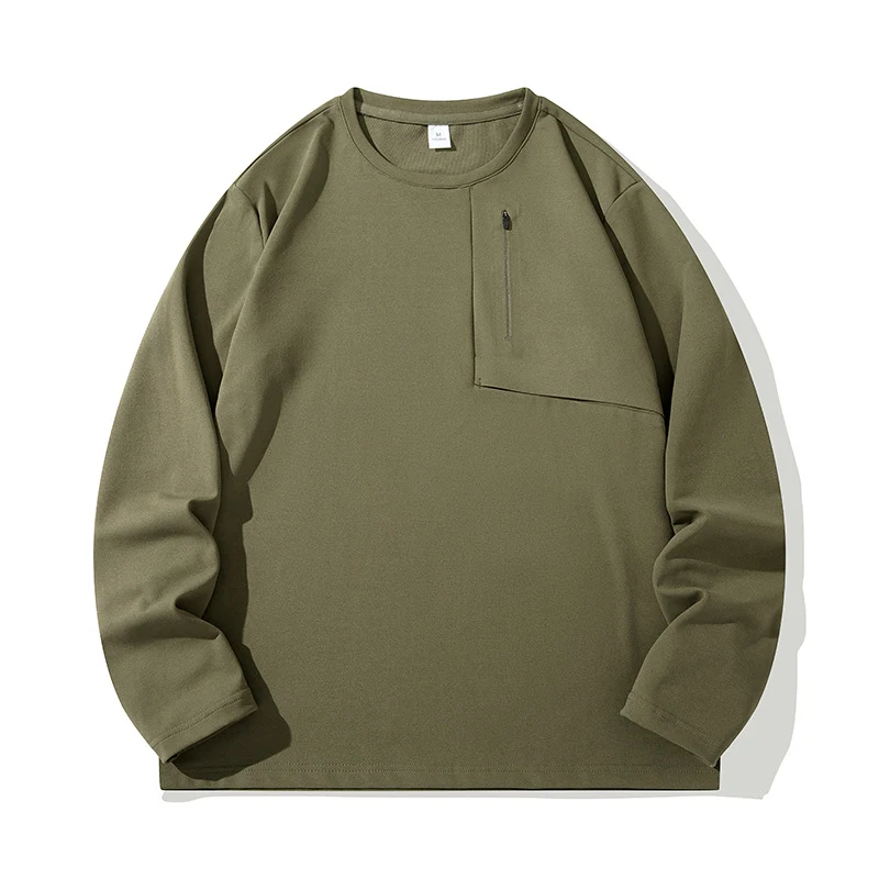 Unisex Oversize Langarm‑Sweatshirt mit Brustreißverschlusstasche und Rundhalsausschnitt Drune