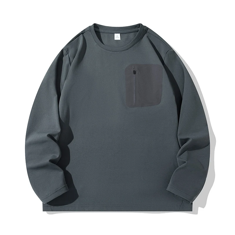 Unisex Oversize Langarm‑Sweatshirt mit Brustreißverschlusstasche und Rundhalsausschnitt Drune