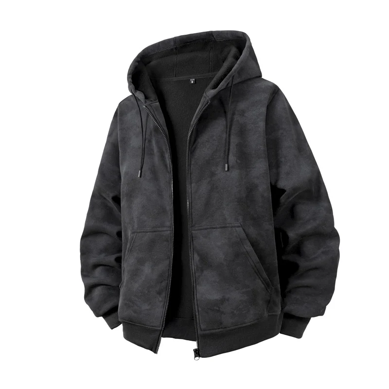 Unisex Oversize Kapuzenzipjacke aus schwerer French-Terry mit Kängurutaschen Drune