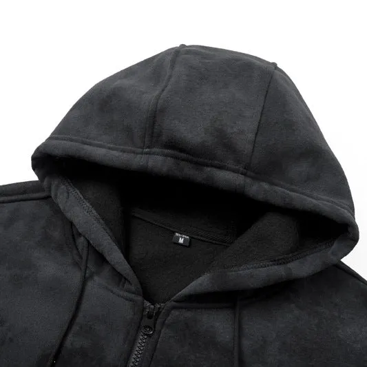 Unisex Oversize Kapuzenzipjacke aus schwerer French-Terry mit Kängurutaschen Drune