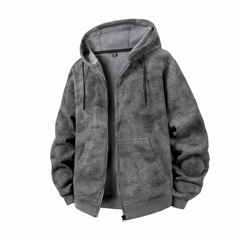 Unisex Oversize Kapuzenzipjacke aus schwerer French-Terry mit Kängurutaschen Drune