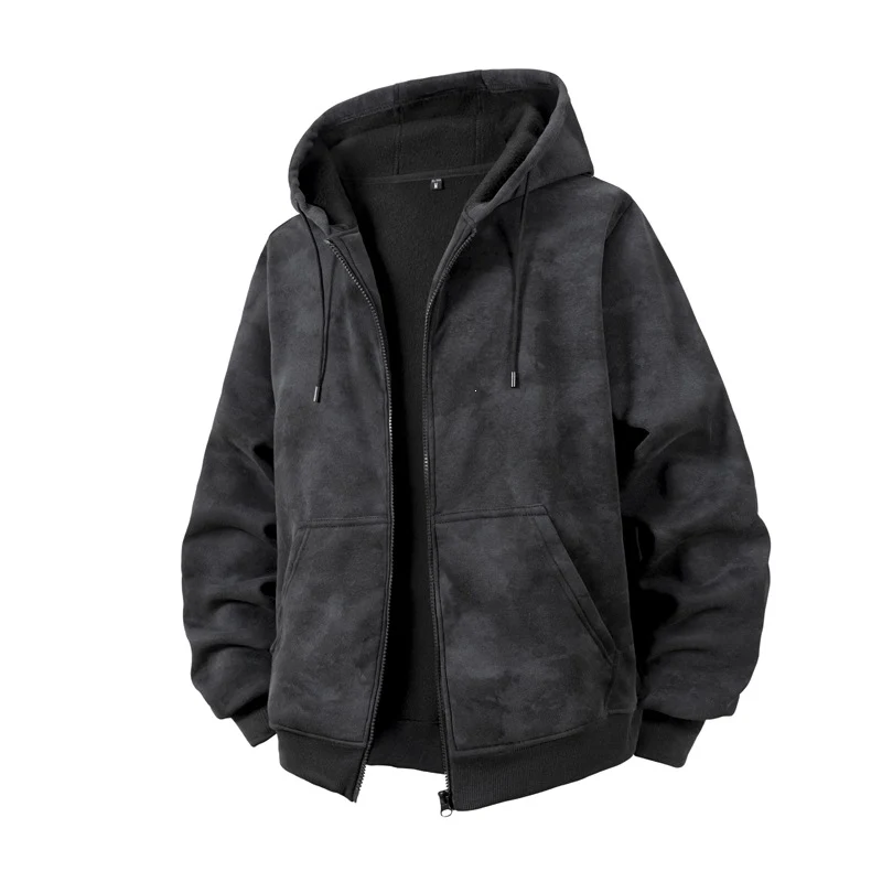 Unisex Oversize Kapuzenzipjacke aus schwerer French-Terry mit Kängurutaschen Drune