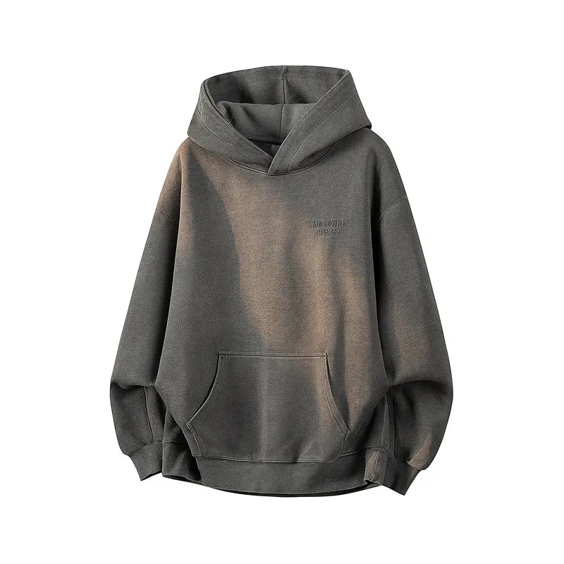 Unisex Oversize Kapuzenpullover mit handschriftlichem Grafik-Print, Kängurutasche & geripptem Saum Drune