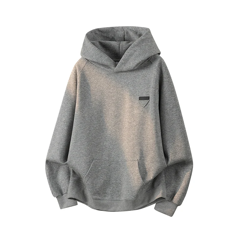 Unisex Oversize Kapuzenpullover mit handschriftlichem Grafik-Print, Kängurutasche & geripptem Saum Drune