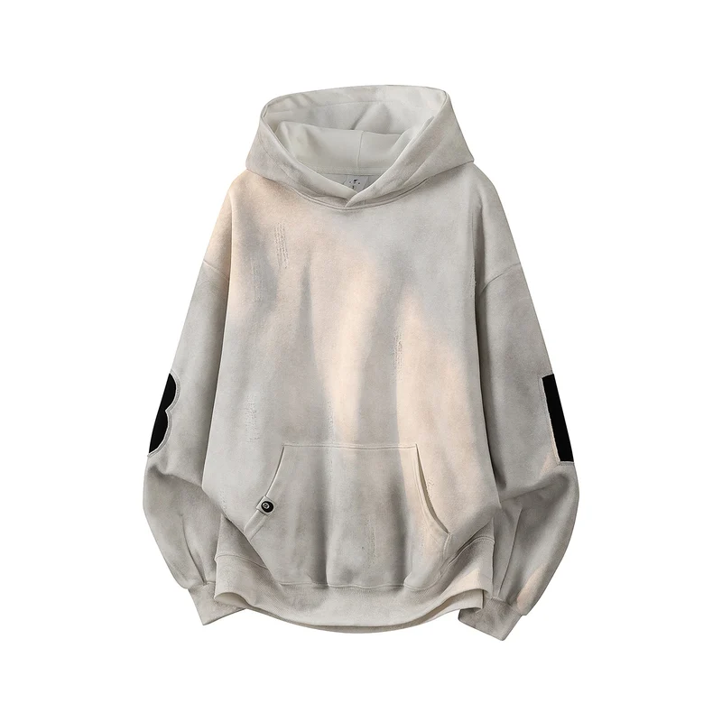 Unisex Oversize Kapuzenpullover mit handschriftlichem Grafik-Print, Kängurutasche & geripptem Saum Drune
