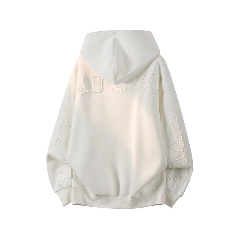 Unisex Oversize Kapuzenpullover mit handschriftlichem Grafik-Print, Kängurutasche & geripptem Saum Drune