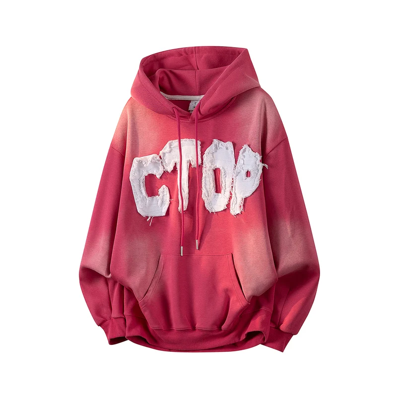 Unisex Oversize Kapuzenpullover mit handschriftlichem Grafik-Print, Kängurutasche & geripptem Saum Drune