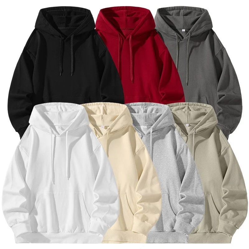 Unisex Oversize Kapuzenpullover aus schwerer Baumwollmischung mit Kängurutasche Drune