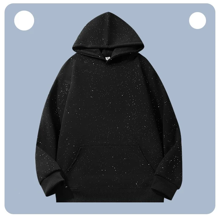 Unisex Oversize-Kapuzenpullover aus French-Terry mit Kängurutasche & dezenter Sprenkeloptik Drune