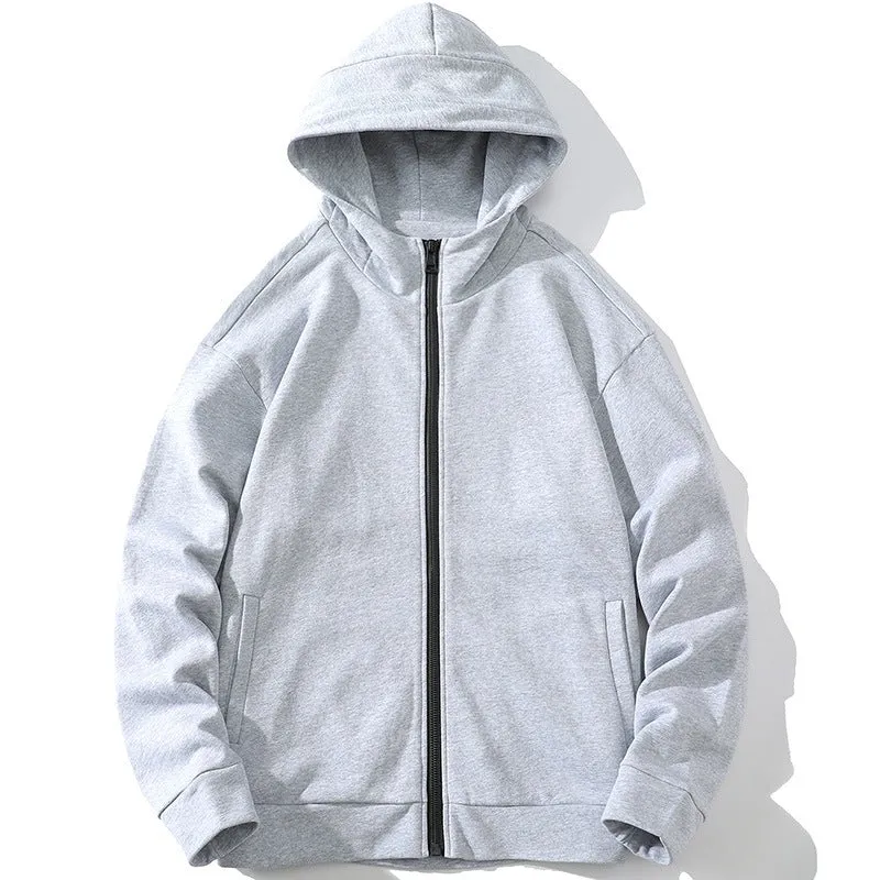 Unisex Oversize Kapuzen-Zipjacke aus weichem Fleece mit durchgehendem Reißverschluss und Eingrifftaschen Drune