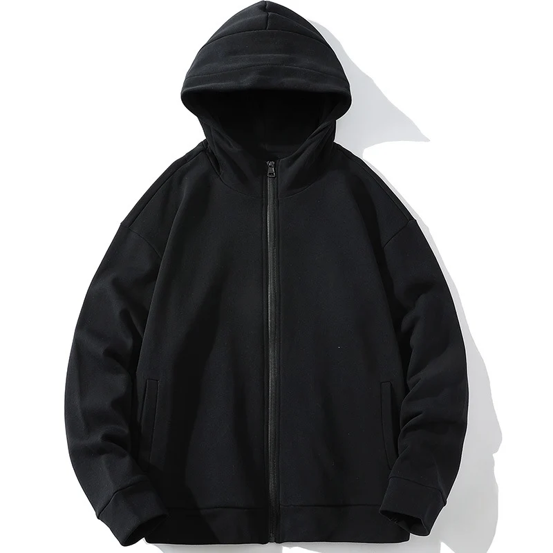 Unisex Oversize Kapuzen-Zipjacke aus weichem Fleece mit durchgehendem Reißverschluss und Eingrifftaschen Drune