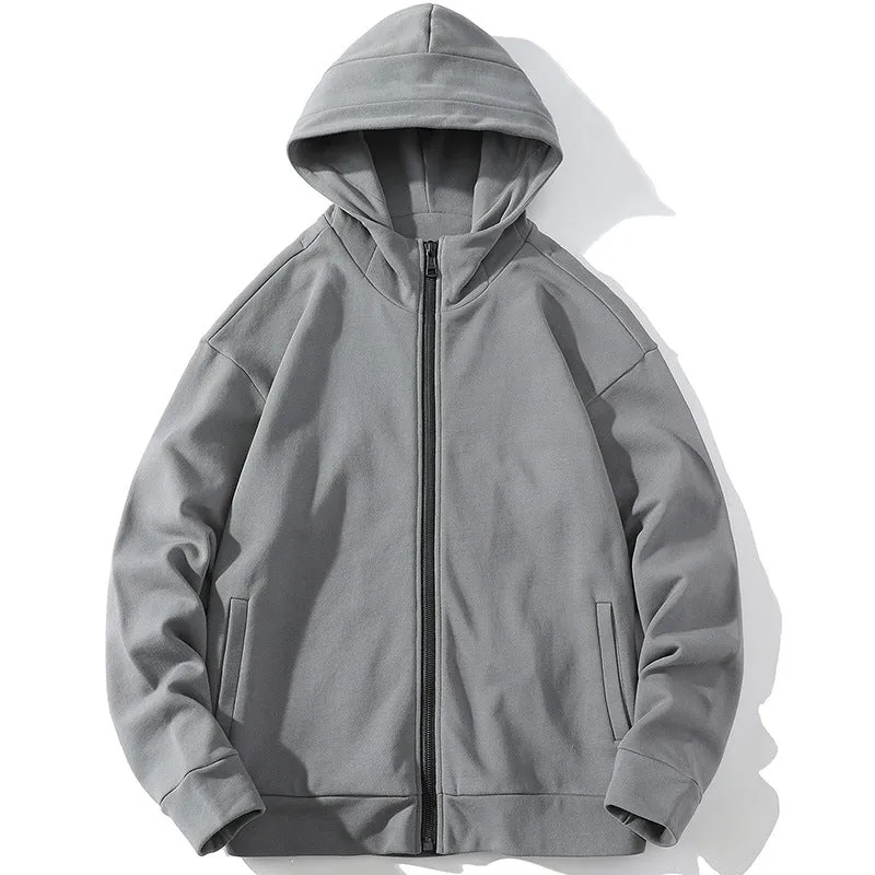 Unisex Oversize Kapuzen-Zipjacke aus weichem Fleece mit durchgehendem Reißverschluss und Eingrifftaschen Drune