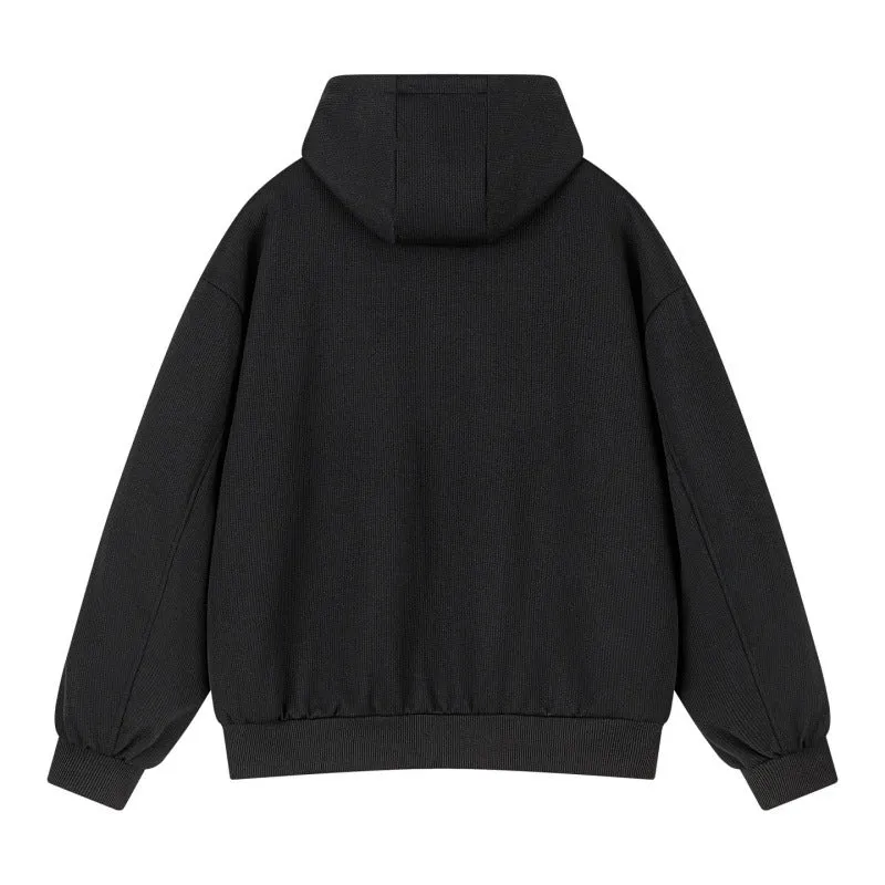 Unisex Oversize Kapuzen-Sweatjacke mit kontrastierenden Reißverschlüssen & geripptem Saum Drune