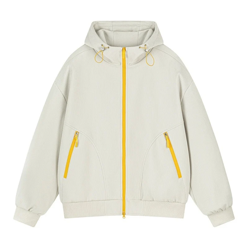 Unisex Oversize Kapuzen-Sweatjacke mit kontrastierenden Reißverschlüssen & geripptem Saum Drune