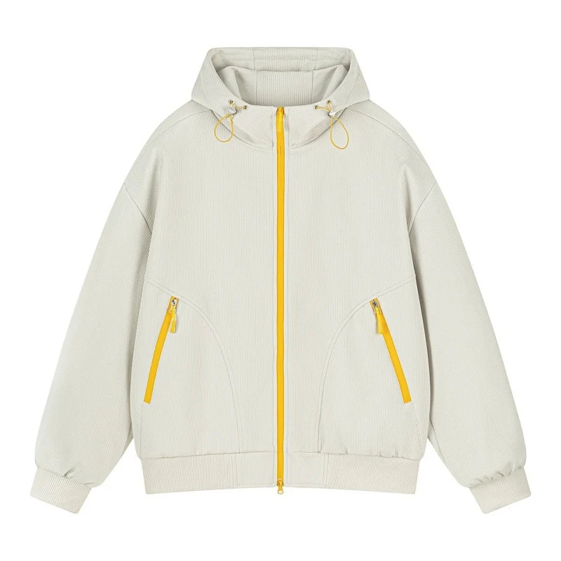Unisex Oversize Kapuzen-Sweatjacke mit kontrastierenden Reißverschlüssen & geripptem Saum Drune