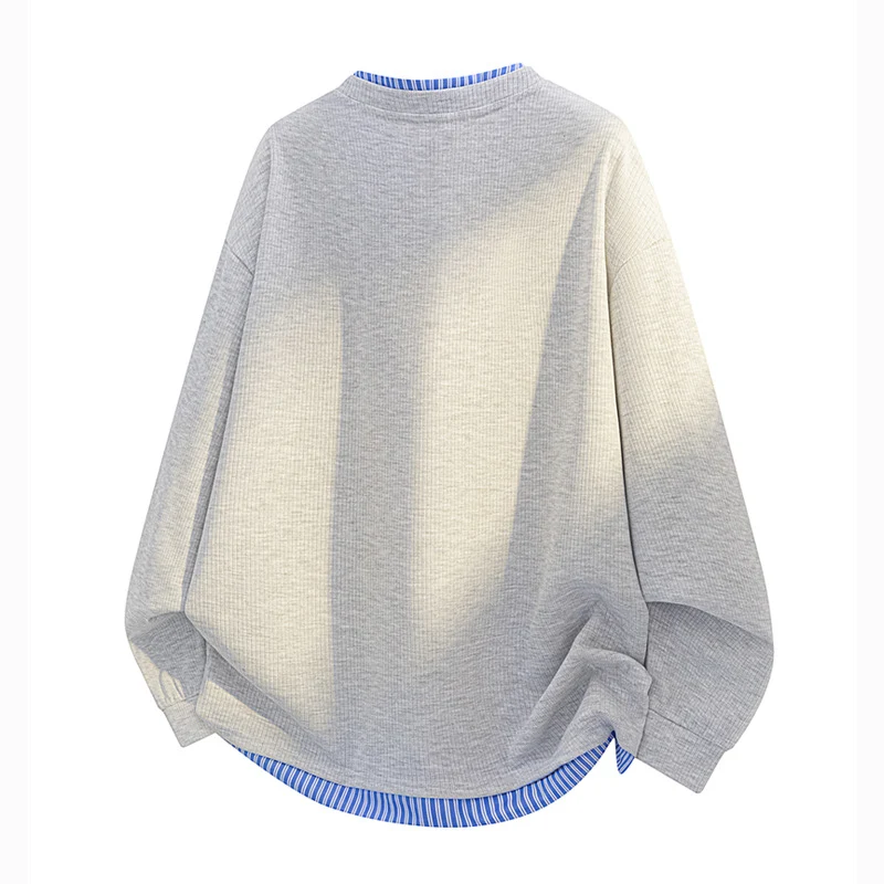 Unisex Oversize Henley-Langarmshirt mit Rippenstruktur und Einsatzlayer Drune